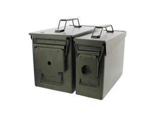30 and 50 Cal Metal Gun Ammo Can 2Pack  Military Steel Box Set Ammo Storage