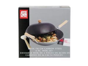 Joyce Chen 21-9972 14 in. Carbon Steel Wok Wooden Spatula & Cookbook Joyce Chen 21-9972 14 in. Carbon Steel Wok Wooden Spatula & Cookbook