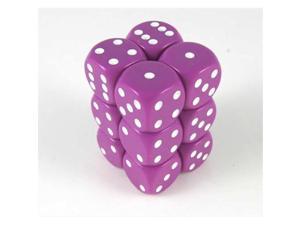 16 mm Six Sided Dice Set Of 12 Chessex 25607 Opaque Purple With White 