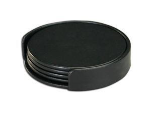 a1045-classic-black-leather-round-coaster-set a1045-classic-black-leather-round-coaster-set