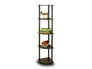 Furinno 99811EX/BK Turn n Tube 5 Tier Corner Display Rack Multipurpose Shelving Unit, Espresso/Black Furinno 99811EX/BK Turn n Tube 5 Tier Corner Display Rack Multipurpose Shelving Unit, Espresso/Black