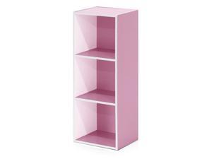 Furinno 11003WH-PI 3-Tier Open Shelf Bookcase, White & Pink Furinno 11003WH-PI 3-Tier Open Shelf Bookcase, White & Pink