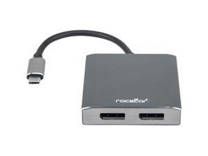 Rocstor Y10A201-A1 Premium USB-C to Dual DisplayPort Multi Monitor Adapter