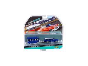 1962 Chevrolet Biscayne Wagon with Alameda Trailer Blue Tow & Go 1:64 Diecast Model by Maisto 1962 Chevrolet Biscayne Wagon with Alameda Trailer Blue Tow & Go 1:64 Diecast Model by Maisto