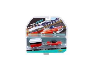 1957 Chevrolet Bel Air with Alameda Trailer Red Tow & Go 1:64 Diecast Model by Maisto 1957 Chevrolet Bel Air with Alameda Trailer Red Tow & Go 1:64 Diecast Model by Maisto