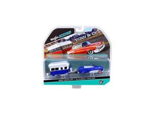 1950 Mercury with Alameda Trailer Blue White Tow & Go 1:64 Diecast Model by Maisto 1950 Mercury with Alameda Trailer Blue White Tow & Go 1:64 Diecast Model by Maisto
