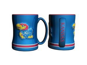 Kansas Jayhawks Coffee Mug - 14oz Sculpted Relief Kansas Jayhawks Coffee Mug - 14oz Sculpted Relief