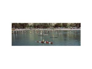 Panoramic Images PPI134514L Paddleboarders in the Pacific Ocean  Dana Point  Orange County  California  USA Poster Print by Panoramic Images - 36 x 12