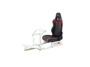 GTR Racing Simulator GTA-WHT-S105LBKRD GTA Model Racing Simulator White Frame with Black/Red Real Racing Seat, Driving Simulator Cockpit Gaming Chair with Gear Shifter Mount GTR Racing Simulator GTA-WHT-S105LBKRD GTA Model Racing Simulator White Frame with Black/Red Real Racing Seat, Driving Simulator Cockpit Gaming Chair with Gear Shifter Mount