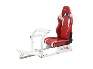 GTR Racing Simulator GTA-WHT-S105LRDWHT GTA Model Racing Simulator White Frame with Red/White Real Racing Seat, Driving Simulator Cockpit Gaming Chair with Gear Shifter Mount GTR Racing Simulator GTA-WHT-S105LRDWHT GTA Model Racing Simulator White Frame with Red/White Real Racing Seat, Driving Simulator Cockpit Gaming Chair with Gear Shifter Mount