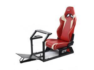 GTR Racing Simulator GTA-BLK-S105LRDWHT- GTA Model Black Frame with Red/White Real Racing Seat, Driving Simulator Cockpit Gaming Chair with Gear Shifter Mount GTR Racing Simulator GTA-BLK-S105LRDWHT- GTA Model Black Frame with Red/White Real Racing Seat, Driving Simulator Cockpit Gaming Chair with Gear Shifter Mount