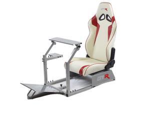 GTR Racing Simulator GTA-S-S105LWHTRD GTA Model Silver Frame with White/Red Real Racing Seat, Driving Simulator Cockpit Gaming Chair with Gear Shifter Mount GTR Racing Simulator GTA-S-S105LWHTRD GTA Model Silver Frame with White/Red Real Racing Seat, Driving Simulator Cockpit Gaming Chair with Gear Shifter Mount