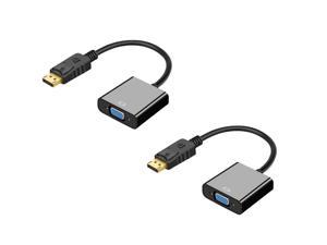2 Pack Display Port to VGA Adapter 1080P Converter,   DisplayPort DP to VGA Adapter Male to Female Adapter   up to 1080p @ 60Hz and PC graphics resolutions up to 2048 x 1152 @ 60Hz