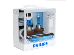 For Philips H11 Silver Warrior Crystal Vision 4300K White Halogen Bulbs Xenon Effect (H11Twin Pack)