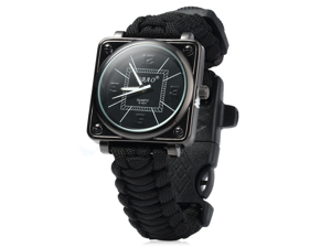 5 in 1 Multifunctional Outdoor Adjustable Watch,Survival Bracelet with Watch Compass Flint Fire Starter Scraper Whistle Gear Kits (Black) 5 in 1 Multifunctional Outdoor Adjustable Watch,Survival Bracelet with Watch Compass Flint Fire Starter Scraper Whistle Gear Kits (Black)