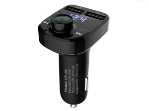 HY82 FM Transmitter, Wireless Bluetooth FM Transmitter Car Kit Radio Receiver 3.1A USB Car Charger MP3 Player Read Micro SD Card USB Flash Drive and battery voltage test