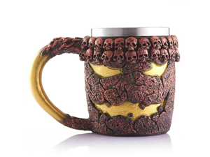 Creative 3D Bronze Skull Lava Monster Mug Double Wall Resin Stainless Steel Drinking Coffee Cup Horror Decor Magma Drinkware Caneca Copo Halloween Cool Gift