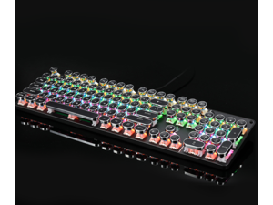 Mechanical Gaming Keyboard with RGB Backlit Blue Switch 104 Keys Anti-Ghosting Mechanical Gaming Keyboard, Retro Keycaps Light Up Keyboard, Metal Panel Wired USB for PC and Laptop Mechanical Gaming Keyboard with RGB Backlit Blue Switch 104 Keys Anti-Ghosting Mechanical Gaming Keyboard, Retro Keycaps Light Up Keyboard, Metal Panel Wired USB for PC and Laptop