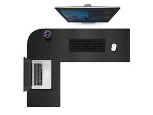Large L-Shaped Leather Desk Pad - Home Office Accessories Corner Desk Mat - 47.2 x 55.1 inches Black