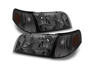 For Ford Crown Victoria Smoke Replacement Headlights W/ Corner Lamps 4pc Left + Right Pair Set For Ford Crown Victoria Smoke Replacement Headlights W/ Corner Lamps 4pc Left + Right Pair Set