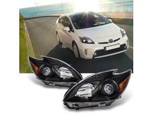 For 2010 2011 Toyota Prius Halogen Style Clear LH & RH Side Black Projector Headlights Head Lamps Pair For 2010 2011 Toyota Prius Halogen Style Clear LH & RH Side Black Projector Headlights Head Lamps Pair
