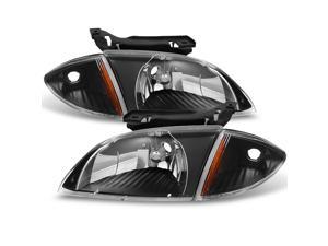 For 2000 2001 2002 Chevy Cavalier Coupe & Sedan Replacement Black Headlights w/ Corner Lights Pair Set For 2000 2001 2002 Chevy Cavalier Coupe & Sedan Replacement Black Headlights w/ Corner Lights Pair Set