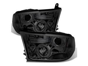 For Dodge Ram Pickup Truck Smoked Smoke Dual Halo Ring LED Projector Headlights Replacement Left + Right For Dodge Ram Pickup Truck Smoked Smoke Dual Halo Ring LED Projector Headlights Replacement Left + Right