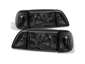 For Mustang Smoked Headlights Headlamps w/ Corner & Parking Lights 6Pcs Complete Replacement Pair Set For Mustang Smoked Headlights Headlamps w/ Corner & Parking Lights 6Pcs Complete Replacement Pair Set