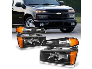 For Chevy Colorado / Canyon Black Headlights + Parking Lights Replacement Driver + Passenger Side Pair For Chevy Colorado / Canyon Black Headlights + Parking Lights Replacement Driver + Passenger Side Pair