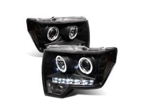 For Ford F150 F-150 Pickup Black Bezel Dual Halo LED Projector Headlights Front Lamps Replacement For Ford F150 F-150 Pickup Black Bezel Dual Halo LED Projector Headlights Front Lamps Replacement