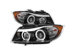 For BMW E90 3-Series 4 Doors Sedan Black Bezel Halogen Type Halo Ring LED Eye Lid Projector Headlights For BMW E90 3-Series 4 Doors Sedan Black Bezel Halogen Type Halo Ring LED Eye Lid Projector Headlights