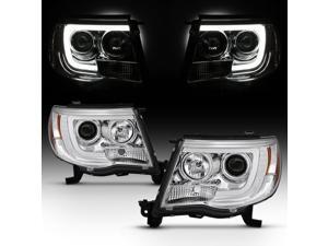 For 2005-2011 Toyota Tacoma DRL LED Light Tube Chrome Projector Headlight Assembly L+R For 2005-2011 Toyota Tacoma DRL LED Light Tube Chrome Projector Headlight Assembly L+R