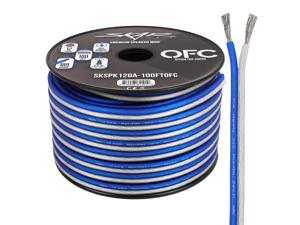 Skar Audio 12 Gauge (AWG) Elite Oxygen-Free Copper Audio Speaker Wire - 100 Feet (Blue/White)