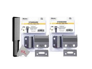 Two Pack Wahl Standard 1mm-3mm Clipper Blade Replacement with Styling Flat Top Comb
