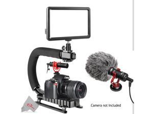 Vivitar LED Video Light Panel with Sports Action Holder + Recording Microphone for Cameras and Camcorders