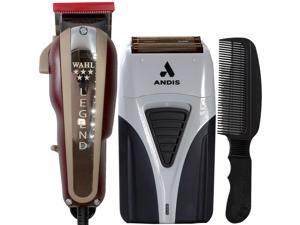 Wahl Professional 5 Star Legend Clipper 8147 with Andis ProFoil Shaver 17255 and Wahl Flat Top Comb