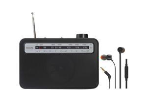 Philips AM FM Portable Radio 2000 Series TAR250637 with JBL T110 In Ear Headphones