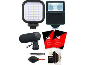 Compact LED Light + Slave Flash + Microphone + Top Cleaning Kit for CANON T6i T6 T6s T5i T5 T4i T3i T2i Camera