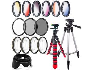 52mm Color and Macro Filter and UV CPL ND + Tripod For NIKON D3300 D3200 D3100 D3000