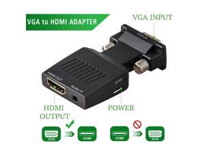 VGA to HDMI Adapter with Audio 1080P VGA Male to HDMI Female Adapter Converter - Connect PC with VGA to TV/Monitor/Projector with HDMI Port
