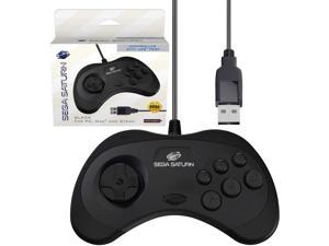 Retro-Bit Official Sega Saturn USB Controller Pad for PC, Mac, Steam, RetroPie, Raspberry Pi - USB Port - Black