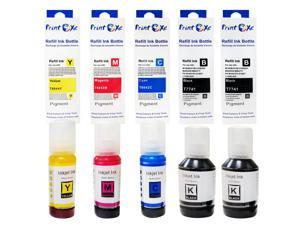 PrintOxe T774 T664 Compatible Refill Set plus Black of 5 Ink Bottles ALL PIGMENT T7741 T6642 T6643 T6644 High Yield for Expression  WorkForce Epson EcoTank Expression  WorkForce