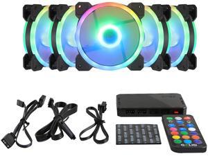 Gelid Solutions AMBER5 Bundle-24 ARGB LEDs-5xStella Fan and Amber5 ARGB Controller Included-Durable Double Ball Bearings-Black