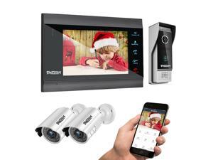 TMEZON 1080P Wireless WIFI Video Door Phone, IP Doorbell Intercom Entry System 7 Inch LCD Monitor with 2x1080P Wired CCTV Camera Night Vision, Support Remote Unlock Door Release,Record,Snapshot TMEZON 1080P Wireless WIFI Video Door Phone, IP Doorbell Intercom Entry System 7 Inch LCD Monitor with 2x1080P Wired CCTV Camera Night Vision, Support Remote Unlock Door Release,Record,Snapshot
