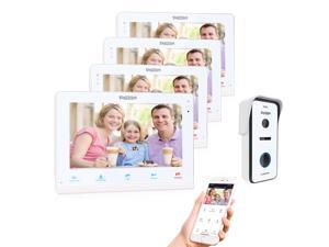 TMEZON Video Doorphone Intercom Doorbell System IP 4 Montior with 720P HD Wired Doorbell Camera 10 inch Wireless/Wifi Night Vision, Remote unlock,Talk and view, Record,Snapshot via Smartphone TMEZON Video Doorphone Intercom Doorbell System IP 4 Montior with 720P HD Wired Doorbell Camera 10 inch Wireless/Wifi Night Vision, Remote unlock,Talk and view, Record,Snapshot via Smartphone