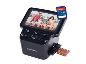 Magnasonic All-In-One 22MP Film Scanner with Large 5" Display & HDMI, Converts 35mm/126/110/Super 8 Film & 135/126/110 Slides into Digital Photos, Built-in Memory with bonus 32GB SD Card (FS71)