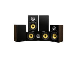 Fluance Signature HiFi Compact Surround Sound Home Theater 50 Channel Speaker System including 2Way Bookshelf Center Channel Channel and Rear Surround Speakers  Natural Walnut HF50WC