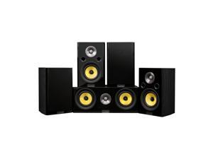 Fluance Signature HiFi Compact Surround Sound Home Theater 5.0 Channel Speaker System including 2-Way Bookshelf, Center Channel and Rear Surround Speakers - Black Ash (HF50BC)