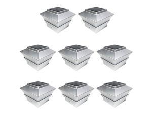 iGlow 8 Pack Silver Outdoor Garden 4 x 4 Solar LED Post Deck Cap Square Fence Light Landscape Lamp PVC Vinyl iGlow 8 Pack Silver Outdoor Garden 4 x 4 Solar LED Post Deck Cap Square Fence Light Landscape Lamp PVC Vinyl