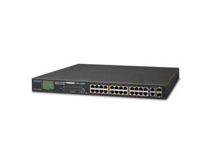 Planet FGSW2622VHP 24Port 10100TX 8023at PoE  2Port Gigabit TP  SFP Combo Ethernet Switch with LCD PoE Monitor 300W